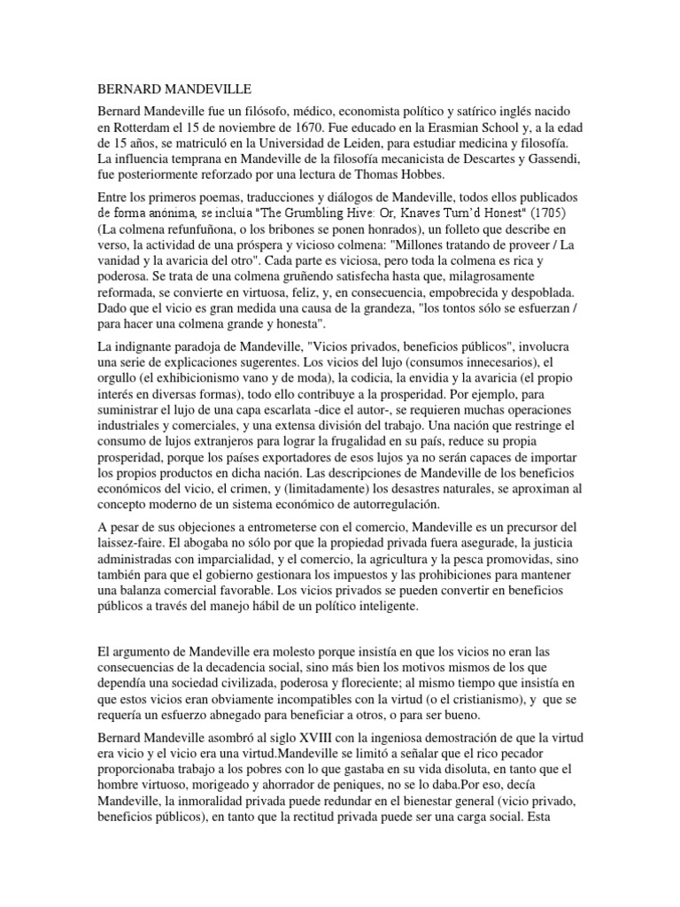 Bernard de Mandeville | PDF | Science | Ciencia filosófica