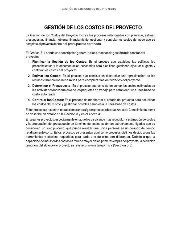 Control de Costos en Proyectos | PDF | Presupuesto | Planificación