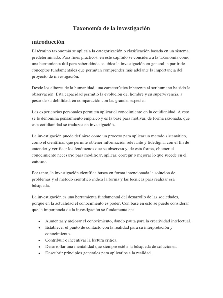 Taxonomía de La Investigación PDF Estadísticas Taxonomía (biología)
