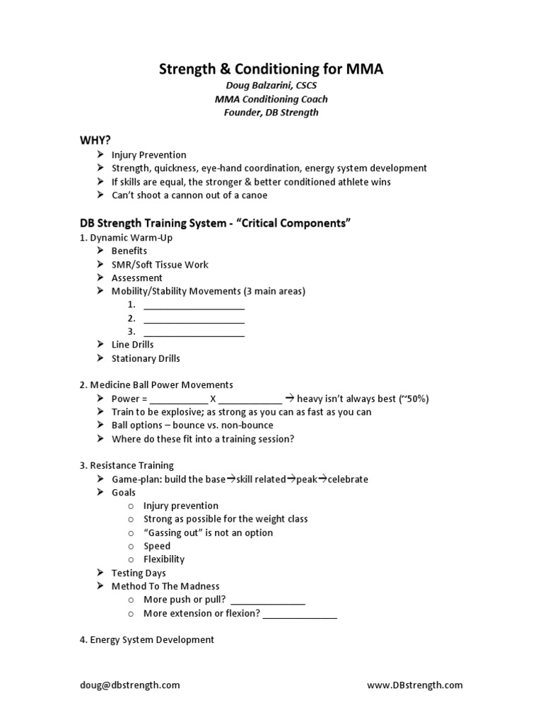MMA Strength & Conditioning Guide | PDF | Strength Training ...