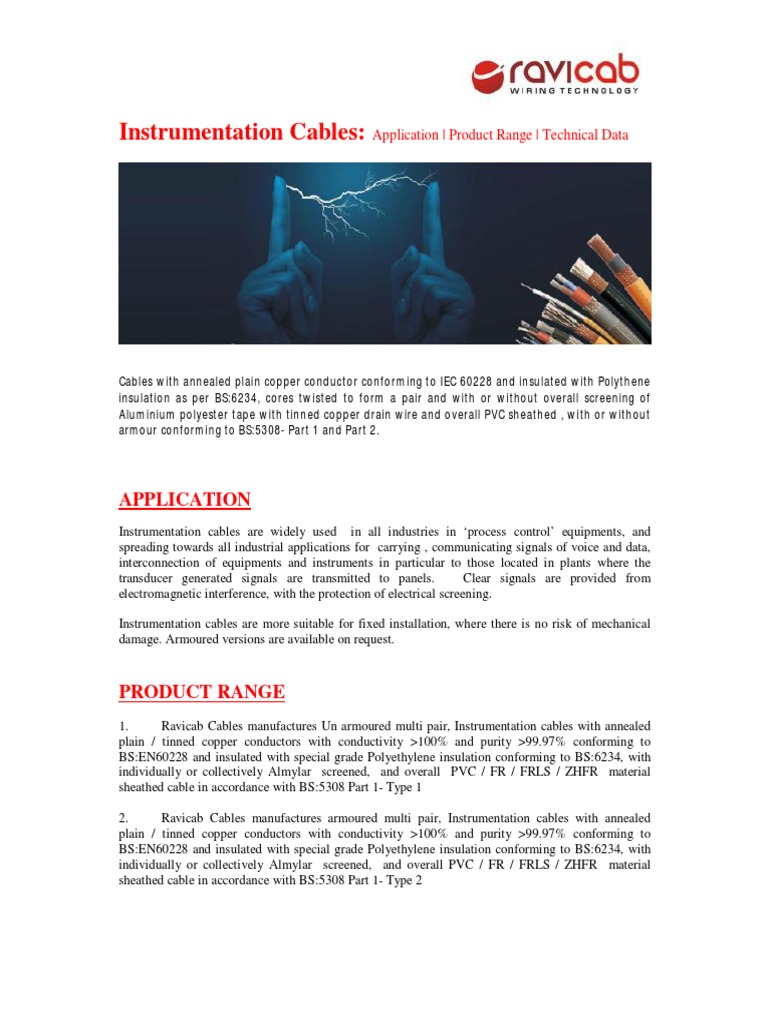 08 Instrumentation-Cables PDF | PDF | Wire | Insulator (Electricity)