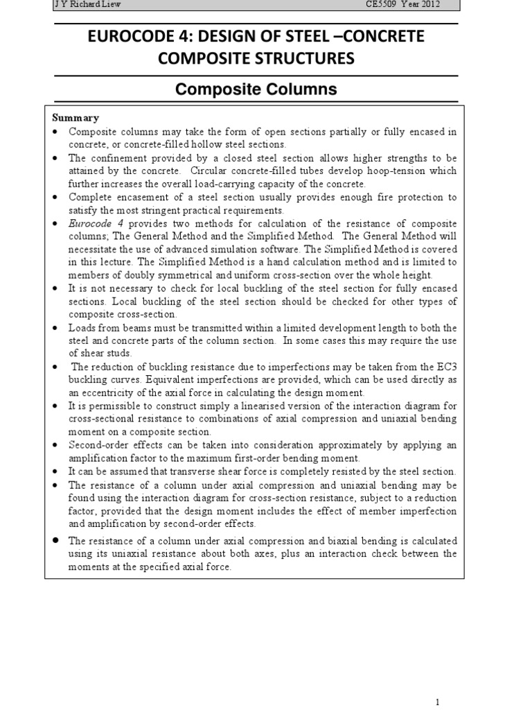 Eurocode 4: Composite Column Design Guide | PDF | Buckling | Column