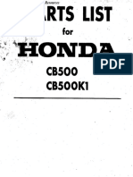 Honda CB500 CB 500 Four K0 K1 Parts List Diagram Manual 1971 1972