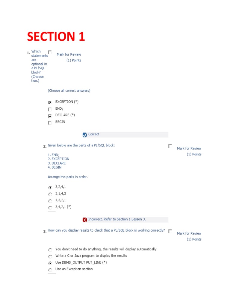 Section 1: Exception ( ) End Declare ( ) Begin | PDF | Pl/Sql ...