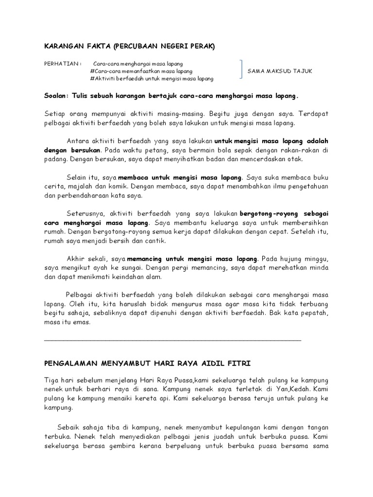 Karangan Fakta Cara Mengisi Masa Lapang Pdf