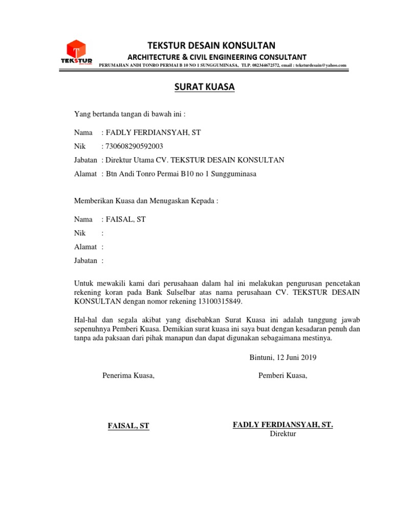 cONTOH sURAT KUASA | PDF