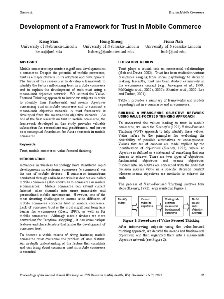 Trust Framework for Mobile Commerce | PDF | E Commerce | Trust (Emotion)