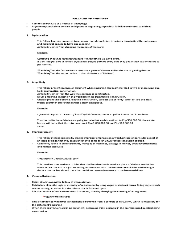 Fallacies Of Ambiguity Pdf : AMBIGUITY AND FALLACIES – XUAS