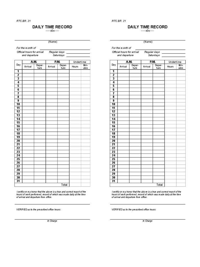 Daily Time Record Daily Time Record PDF Teaching Mathematics