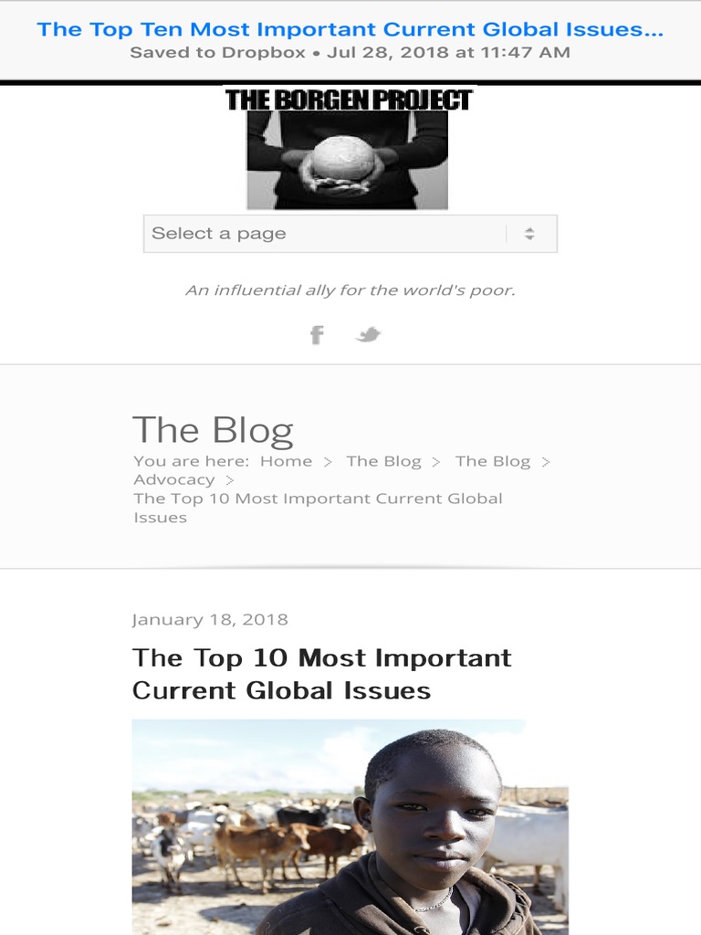 The Top Ten Most Important Current Global Issues | PDF | Pollution ...