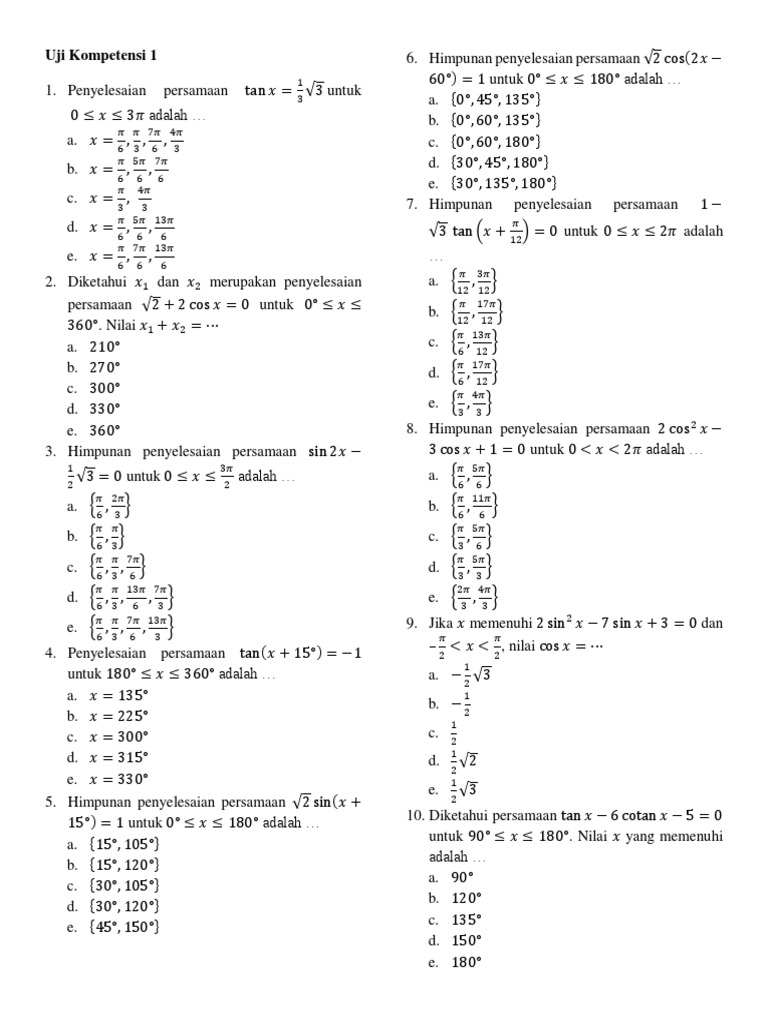 01 Soal Persamaan Trigonometri Pdf