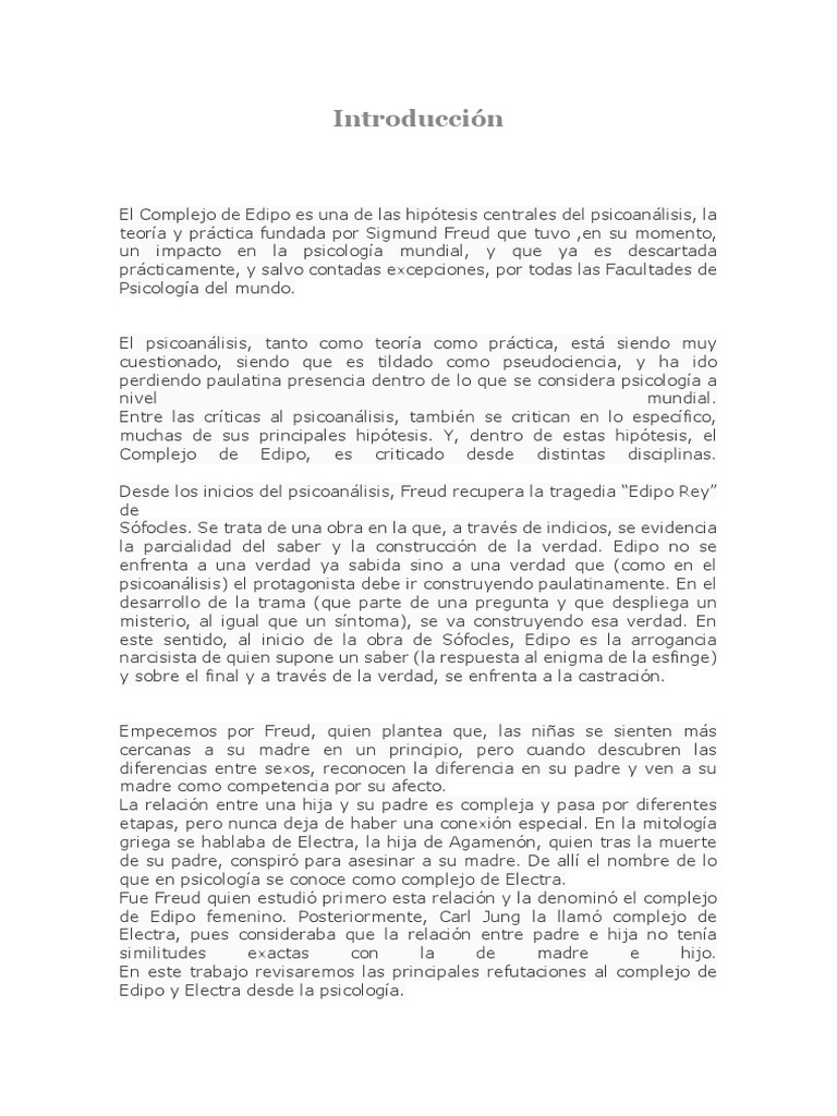 Edipo y Electra. | PDF | Complejo de Edipo | Jacques Lacan