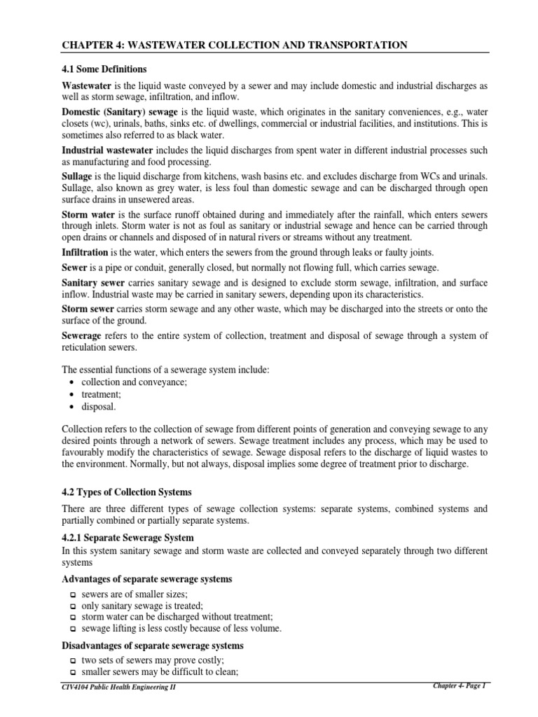 Wastewater Collection Systems Overview | PDF | Sanitary Sewer ...