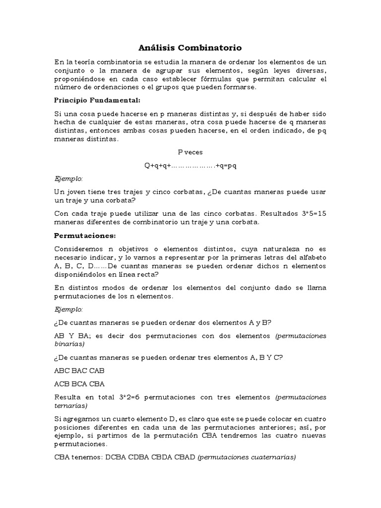 Introducción al Análisis Combinatorio | PDF | Permutación | Combinatoria