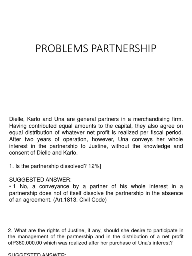 Partnership Issues and Legal Solutions | PDF | General Partnership ...