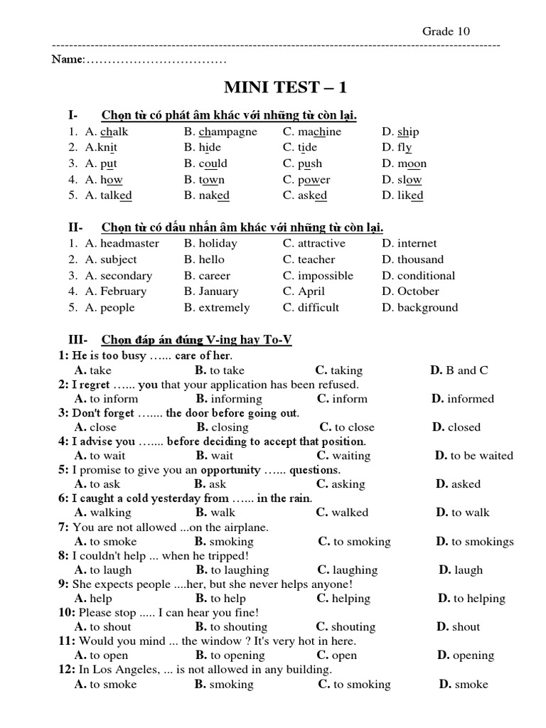Mini Test 1 | PDF