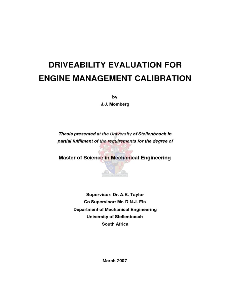 Driveability Evaluation Model for Engine Calibration | PDF | Throttle ...