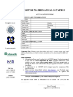 Philippine Mathematical Olympiad: Application Form Contestant Information