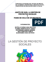 Objeto de Guía: La Gestión de Proyectos Sociales Y Fases de Ciclo de Un Proyecto