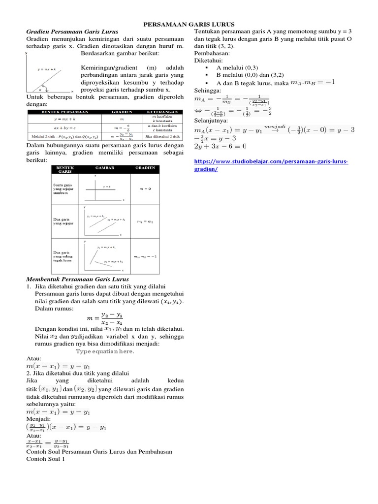 Persamaan Garis Lurus 1 Docx