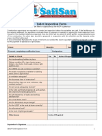 Toilet Inspection Form: To Be Filled in Duplicate by The WSP Supervisor