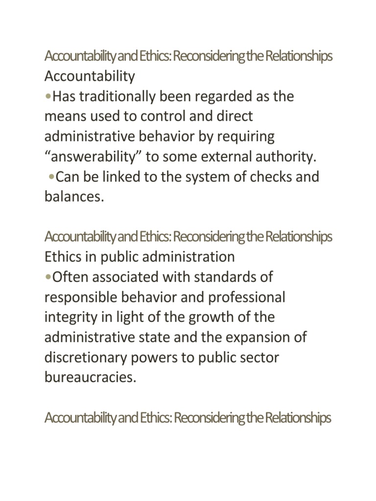 Accountability and Ethics in Public Admin | PDF