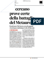 "Si Cercano Prove Certe Della Battaglia Del Metauro" - Il Corriere Adriatico Del 3 Settembre 2019