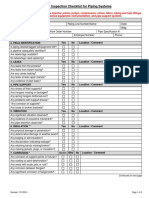 Visual Inspection Checklist For Piping Systems: Connected Mechanical Equipment, Instrumentation, and Pipe Support Systems