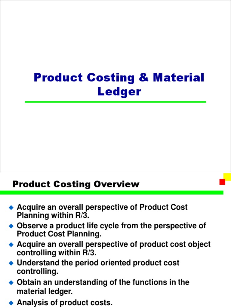 Sap Product Costing Amp Material Ledger PDF Inventory Cost