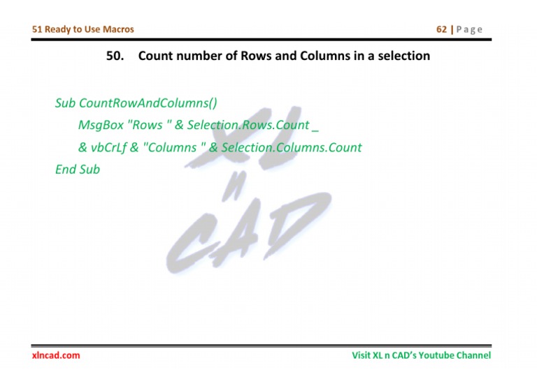 Count Number of Rows and Columns in A Selection | PDF