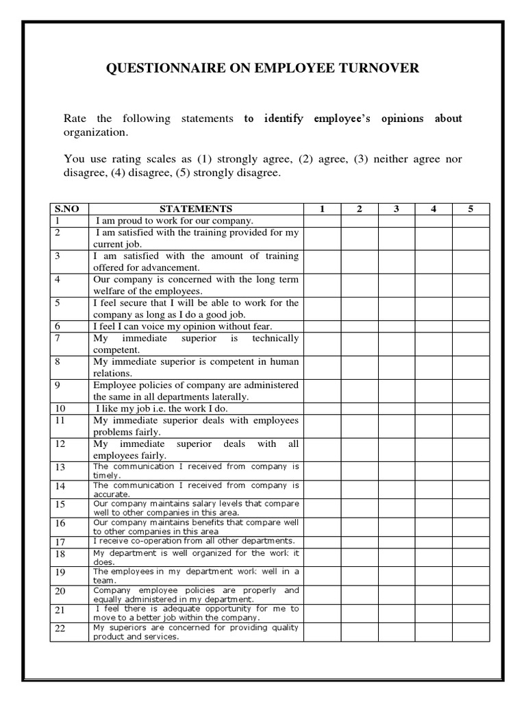 81894570-Questionnaire-on-Employee-Turnover.docx | Work–Life Balance ...