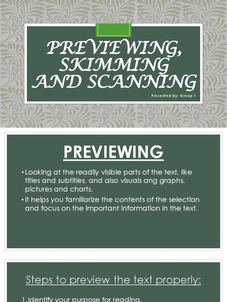 Previewing, Skimming, and Scanning Techniques | PDF
