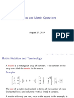 Matrices and Matrix Operations: August 27, 2019