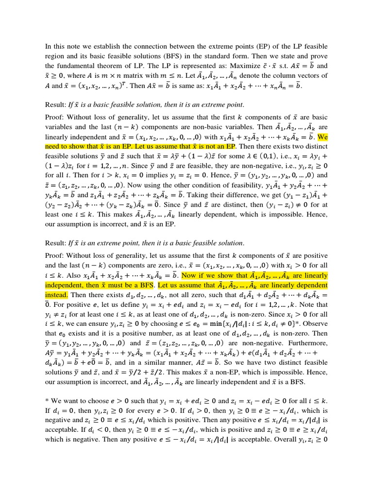 Fundamental Theorem of Linear Programming | PDF | Linear Algebra | Algebra