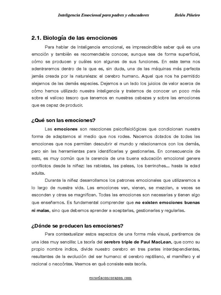 2.1. Biología de Las Emociones | PDF | Inteligencia emocional | Sistema ...