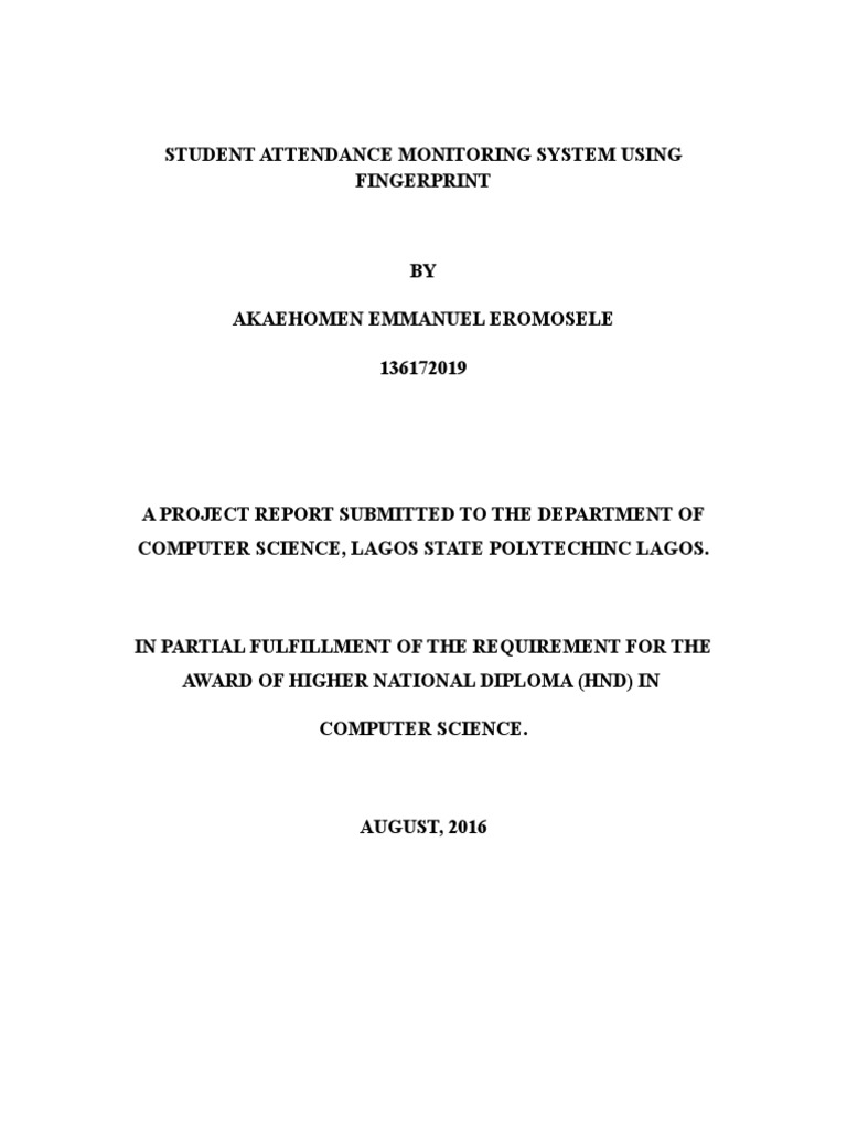 Design and Implementation of Student Att | PDF | Biometrics | Fingerprint