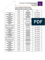 Aces Tutorial Program Schedule For August 3, 2019: Association of Civil Engineering Students