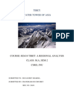 Tibet: Water Tower of Asia: Course: Rd410 Tibet: A Regional Analysis Class: M.A, Sem-2 CSRD, Jnu