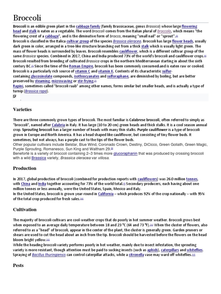Broccoli Varieties PDF Broccoli Dietary Fiber