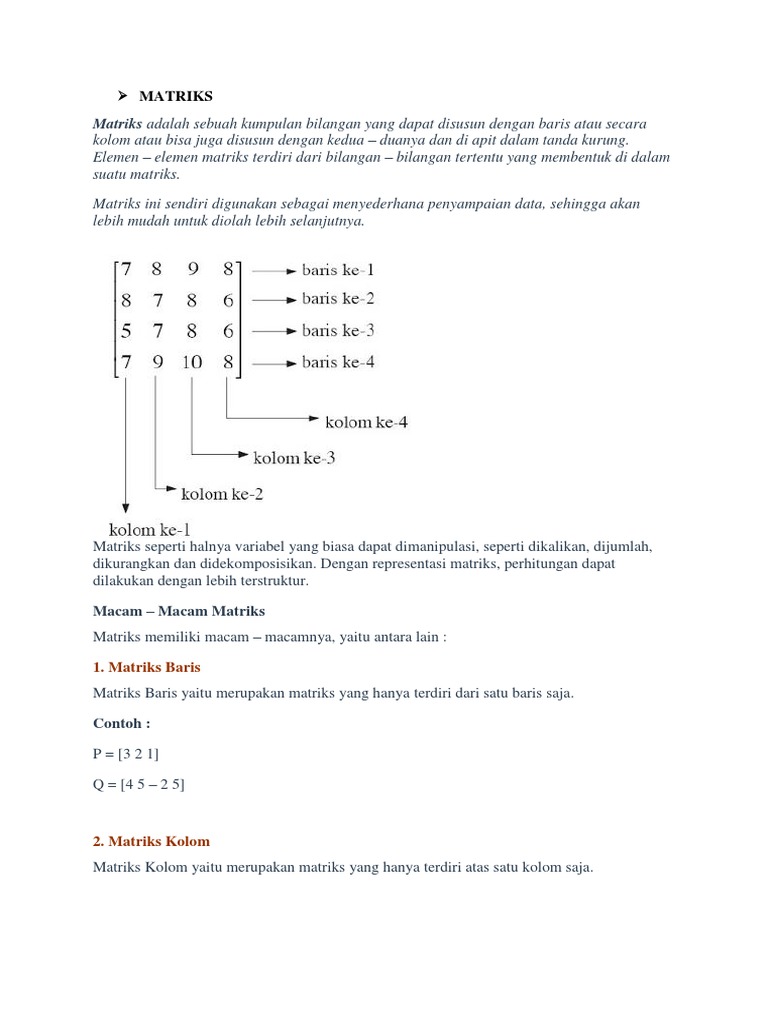 Jenis-Jenis Matriks dan Operasinya | PDF | Metode & Bahan Ajar