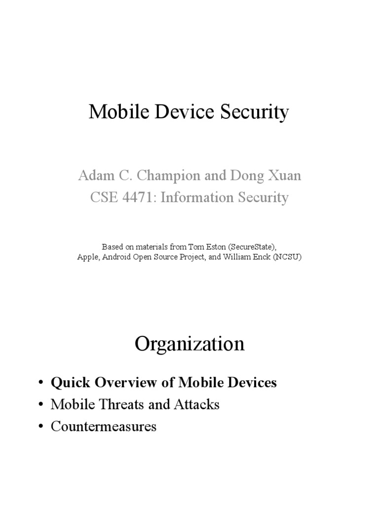Mobile Device Security: Threats & Solutions | PDF | Android (Operating ...