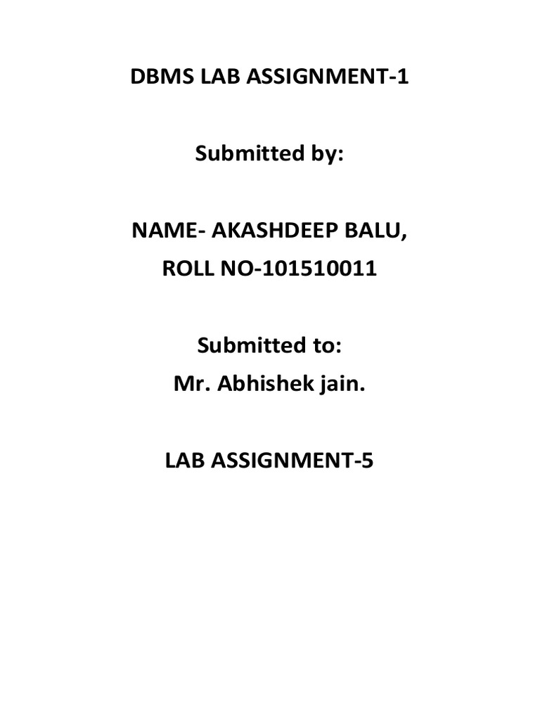 DBMS Lab Assignment 5 PDF Data Management Data Model