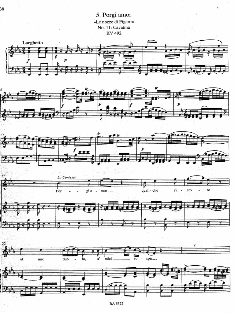 Mozart (Le Nozze Di Figaro) - Porgi, Amor | PDF