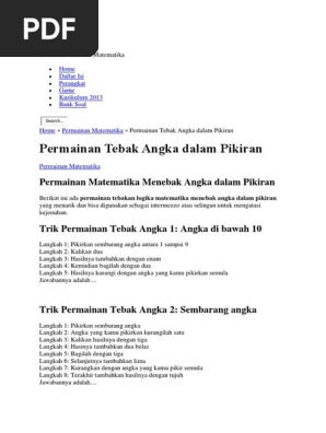 Tips Trick Permainan Tebak Angka 1 2 3 Docx