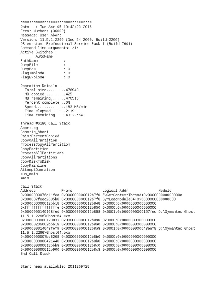 Ghost64.exe User Abort Log | PDF | File System | Disk Storage