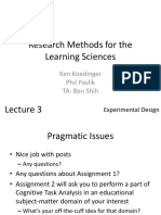 Research Methods For The Learning Sciences: Ken Koedinger Phil Pavlik TA: Ben Shih