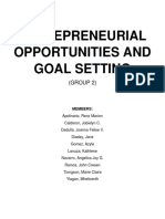 Entrepreneurial Opportunities and Goal Setting