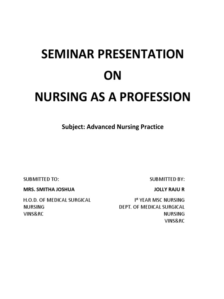 Nursing As A Profession PDF Midwife Nursing