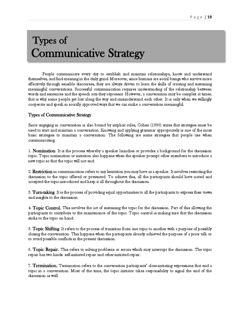 Topic Control in Oral Communication | PDF | Conversation | Communication
