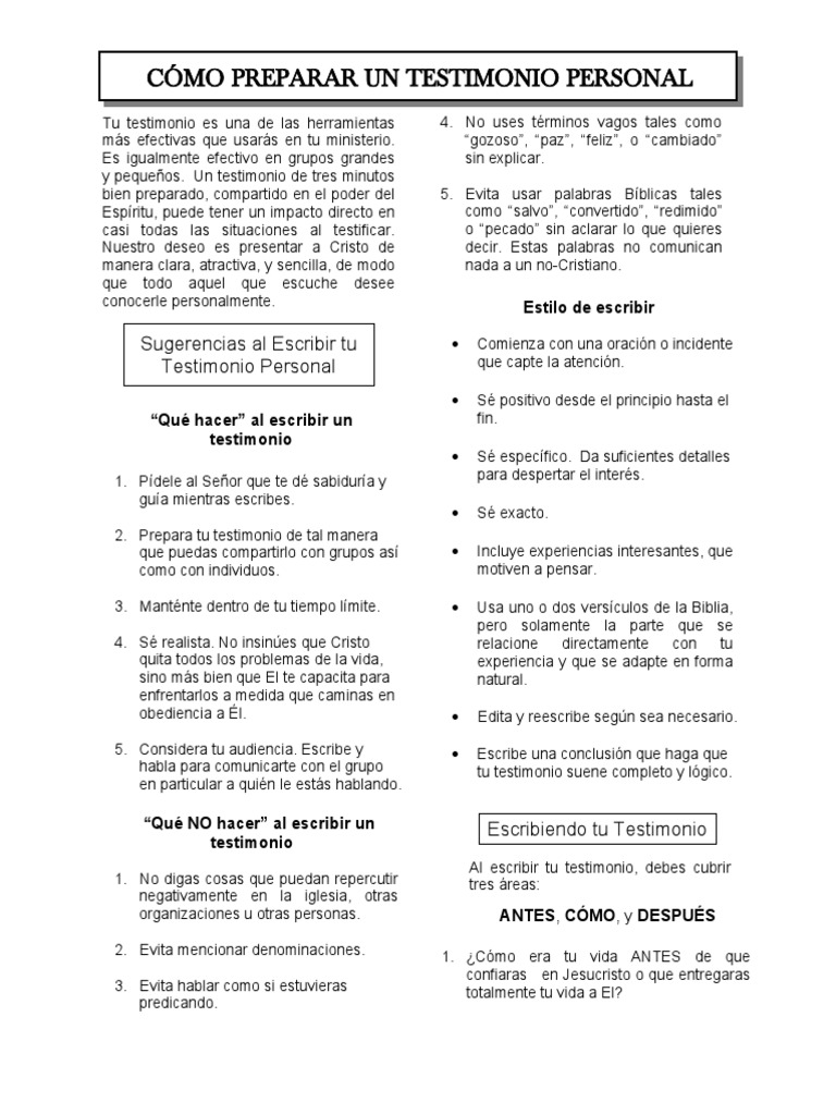 Testimonio Personal | PDF | Testimonio | Cristo (título)